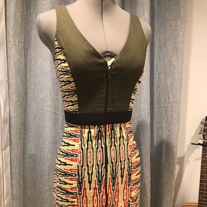 Fun tribal front zip dress